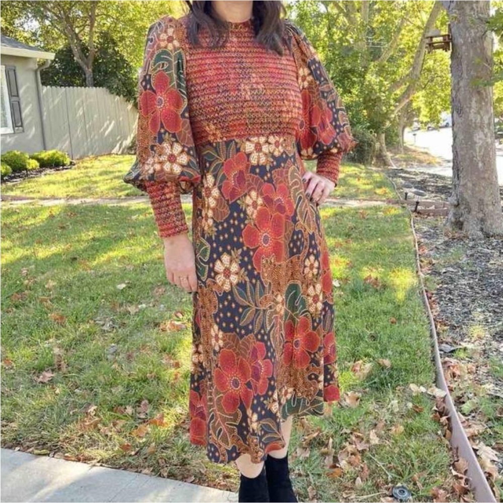 Farm Rio Leopards Long Sleeve Dress
